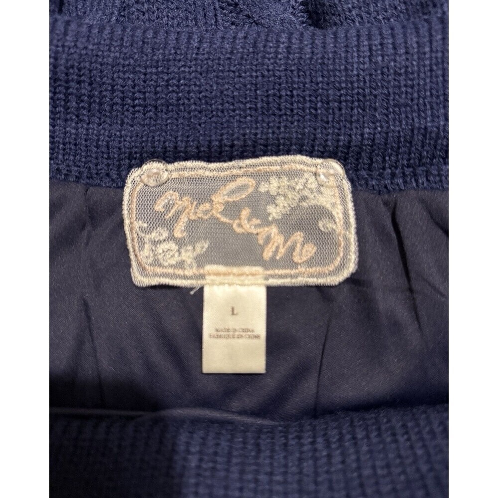 Anthropologie Nick & Mo Women's Cable Knit Skirt Blue Size L boho hippie earthy - Picture 4 of 6